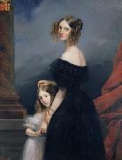 Claude Marie Dubufe with her daughter oil painting artist
